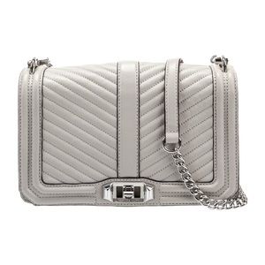 Rebecca Minkoff Chevron Quilted Small Love Crossbody with Chain Inset